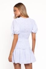 Kaelyn Gather Mini Dress - Blue Gingham - Image 5