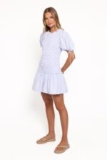 Kaelyn Gather Mini Dress - Blue Gingham - Image 6