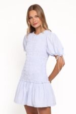 Kaelyn Gather Mini Dress - Blue Gingham - Image 4