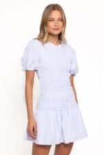 Kaelyn Gather Mini Dress - Blue Gingham - Image 2