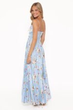 Naira Pleated Maxi Dress - Cornflower Blue Floral - Image 5
