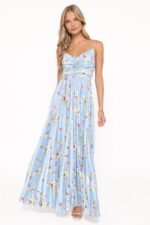 Naira Pleated Maxi Dress - Cornflower Blue Floral - Image 6