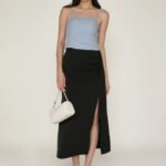 Petite Amina Ruched Side Maxi Skirt