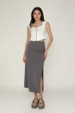 Petite Amina Ruched Side Maxi Skirt - Image 11