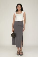 Petite Amina Ruched Side Maxi Skirt - Image 7