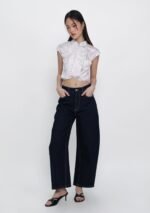 Ethna Mandarin Collar Button Top (Floral) - Image 2