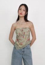 Aretha Lace Hem Padded Tube Top (Floral)