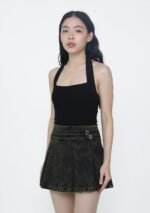 Skye Pleated Denim Skorts - Image 6