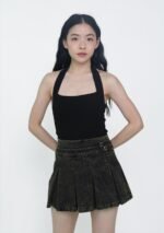 Skye Pleated Denim Skorts - Image 3