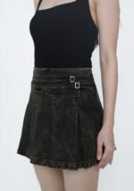 Skye Pleated Denim Skorts - Image 5