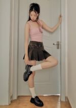 Skye Pleated Denim Skorts - Image 2
