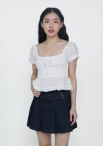 Skye Pleated Denim Skorts - Image 8