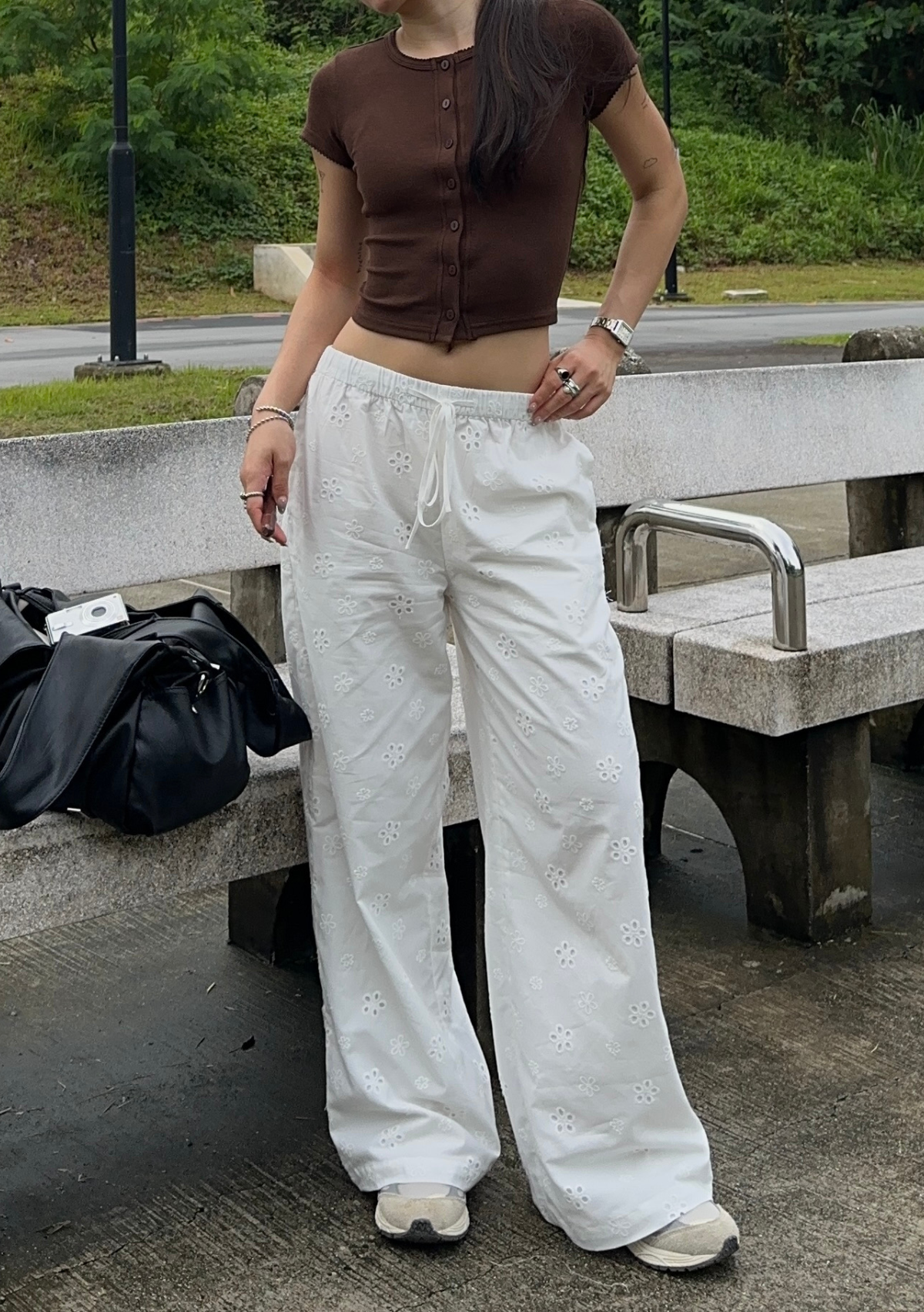 white-cosette-eyelet-lounge-pants-image-0 Cosette Lounge Pants (Eyelet) - Image 1